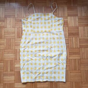forever 21 plus yellow Gingham, buffalo check mini bodycon dress 2XL